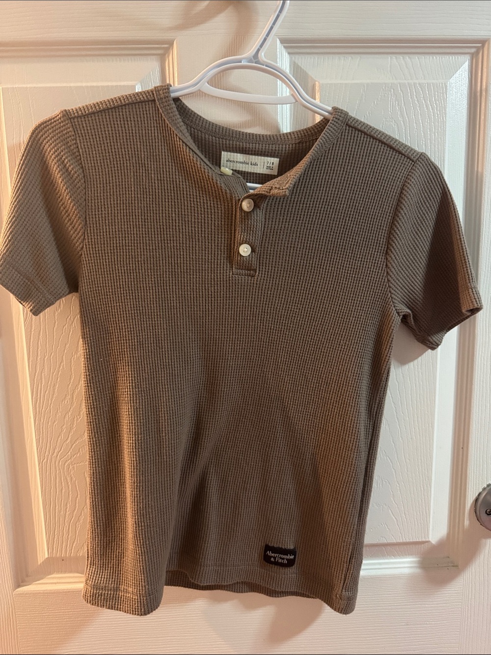 Abercrombie & Fitch Olive Henley Waffle Short Sleeve Top